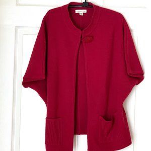 COLDWATER CREEK Knit Burgundy Cardigan Sweater Jacket Short Sleeves